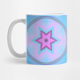 Mosaic Kaleidoscope Flower Blue Pink and Green Mug